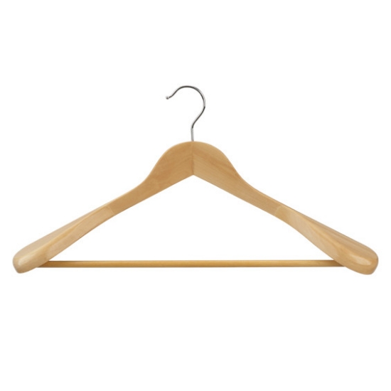Afbeeldingen van houten kledinghanger 45cm met knik, broeklat en schouder 60mm (20st.)