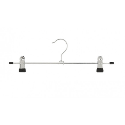 Afbeeldingen van Metalen klemhanger 30 cm. Deze metalen kledinghanger is verpakt per 100 stuks.