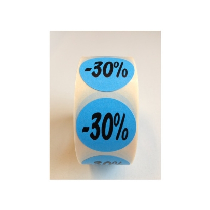 Afbeeldingen van Etiket blauw -30% (27 mm)