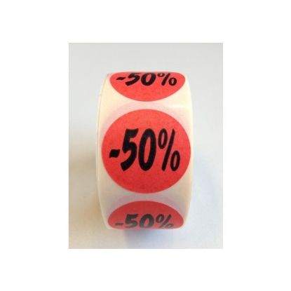 Afbeeldingen van Etiket rood -50% (27 mm)