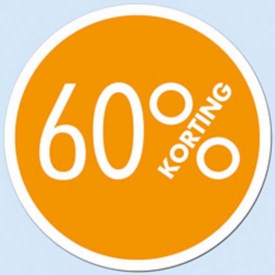 Afbeeldingen van Etiket oranje 60% korting (18 mm)