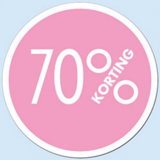 Afbeeldingen van Etiket roze 70% korting (18 mm)