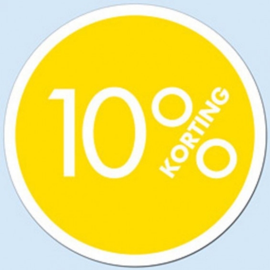 Afbeeldingen van Etiket geel 10% korting (18 mm)