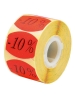 Afbeeldingen van fluorsticker rond 27mm rood, met opdruk "10%" (rol 500st.)