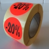 Afbeeldingen van fluorsticker rond 27mm rood, met opdruk "20%" (rol 500st.)