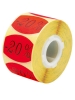 Afbeeldingen van fluorsticker rond 27mm rood, met opdruk "20%" (rol 500st.)