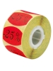 Afbeeldingen van fluorsticker rond 27mm rood, met opdruk "25%" (rol 500st.)