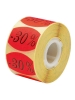 Afbeeldingen van fluorsticker rond 27mm rood, met opdruk "30%" (rol 500st.)