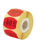 Afbeeldingen van fluorsticker rond 27mm rood, met opdruk "40%" (rol 500st.)