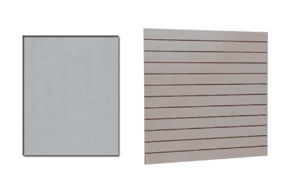Afbeeldingen van slatwall sleuvenwand paneel aluminium/grijs 120x120cm