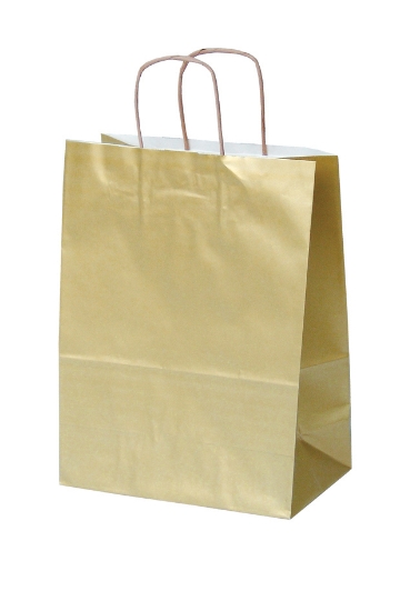 Afbeeldingen van Papieren tas Goud B22(+D10) x H31 cm (50 stuks)