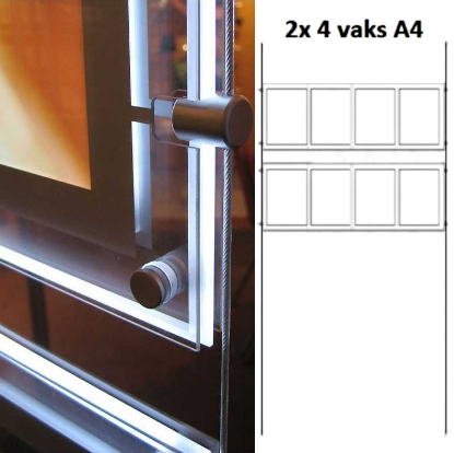 Afbeeldingen van LED display raampresentatie 2x 4 vaks A4