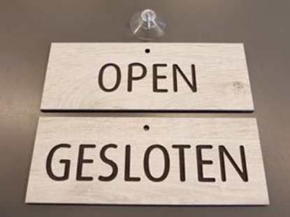 Afbeeldingen van Open-gesloten bordje, hout-look