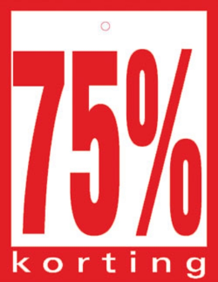 Afbeeldingen van hangetiket 60x80mm "75%" (100st.)