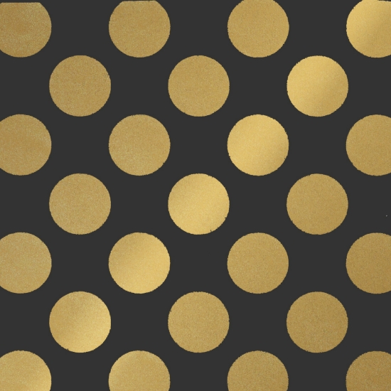 Afbeeldingen van Cadeaupapier 'Zwart met gouden bollen'