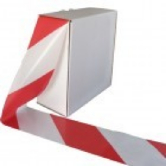 Afbeeldingen van afzetlint wit/rood (rol 500 meter)
