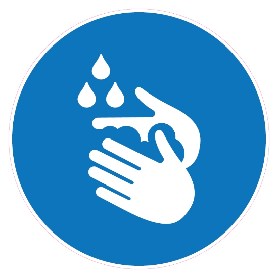Afbeeldingen van Pictogram blauw 'handen wassen en/of desinfecteren' 