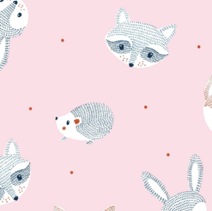 Afbeeldingen van Cadeaupapier 'Racoons pink'