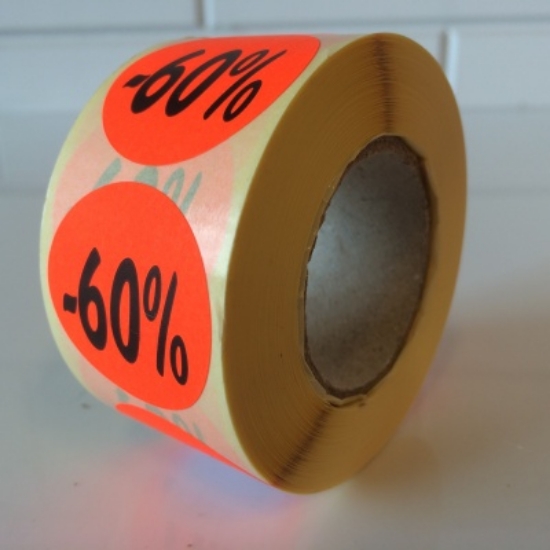 Afbeeldingen van fluor etiket rond 35mm, met opdruk "60%" (rol 500st.)