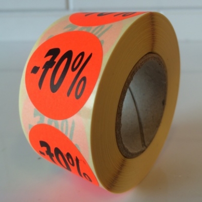 Afbeeldingen van fluor etiket rond 35mm, met opdruk "70%" (rol 500st.)