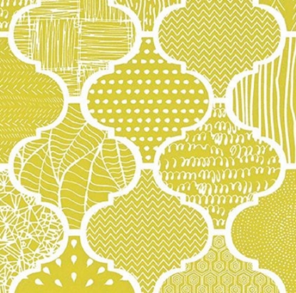 Afbeeldingen van Cadeaupapier 'Arabesque Olive Yellow'