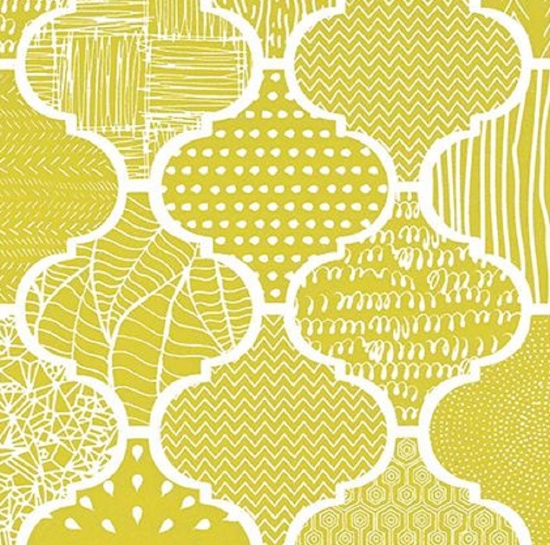 Afbeeldingen van Cadeaupapier 'Arabesque Olive Yellow'