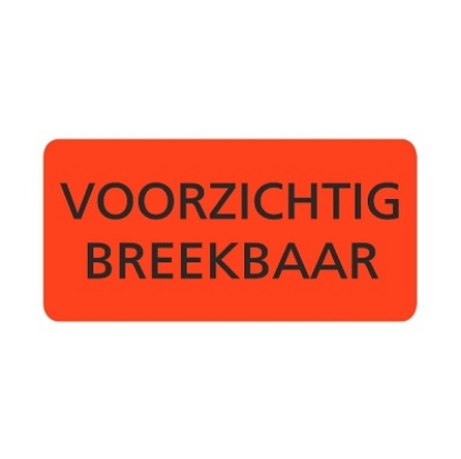 Afbeeldingen van fluorsticker rood 95x48mm VOORZICHTIG BREEKBAAR