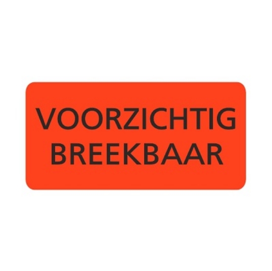 Afbeeldingen van fluorsticker rood 95x48mm VOORZICHTIG BREEKBAAR